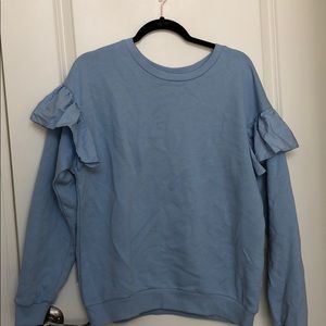 NWT Pale blue stylish ruffled sweatshirt